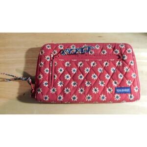 Vera Bradley Quilted Floral Wallet Clutch Red Zip Around Preowned